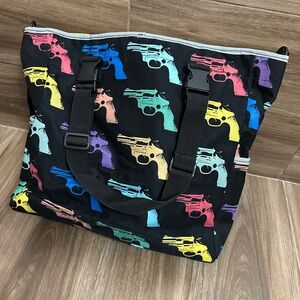 Andy Warhol Gun Print Zipper Tote Bag